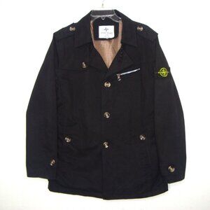 Stone Island Black Button Front Trench Coat Jacket Size XXL